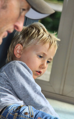 Deep concentration on the toys
