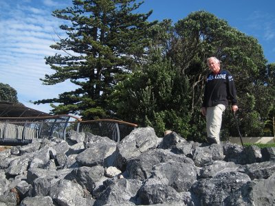 Dave inspecting the new bridge