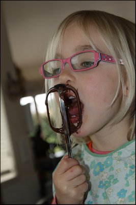 Charli cleaning the beater