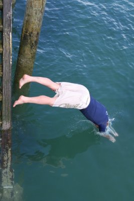 Dec 31 2007 Daddy Diving off Murrays Bay wharf
