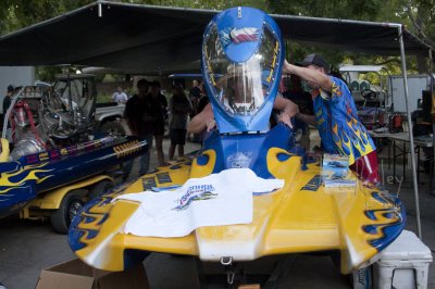Trying out the driver's seat of Pro Modified Alcohol Dependent