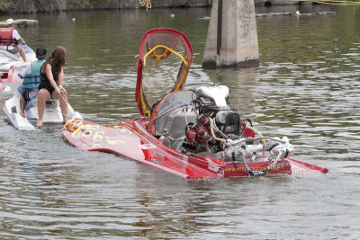 Nitro Chicken TFH #572 being towed to the holding rope.