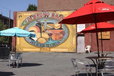 DiBruno Cheese Mural and Cafe Tables