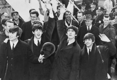 John Lennon, Paul McCartney, George Harrison, Ringo Starr in 1964, during their first American tour