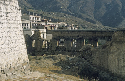 Drepung, remaining traces of the devastation of the monastry by the Chinese