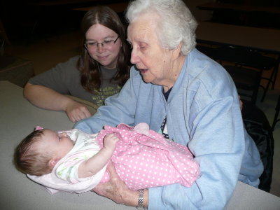 Great Grandma, Mommy & Alyanna at the VFW fish fry