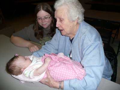 Great Grandma, Mommy & Aly at the VFW fish fry