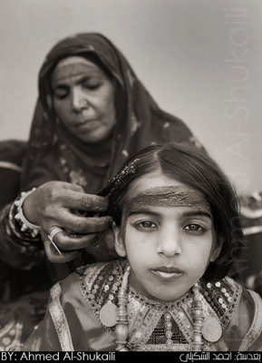 Getting her hair done