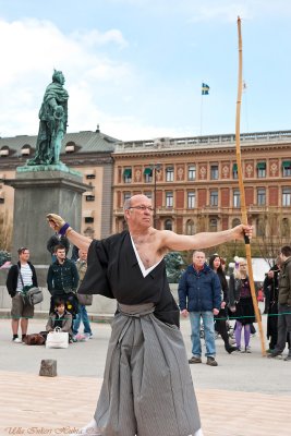 Kyudo demonstration, Japanese archery with a yumi                     