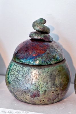 And one more raku burned ceramic pot