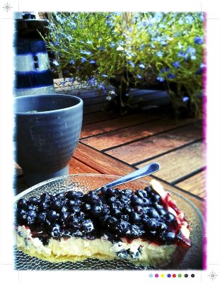 8/8 Started my 11 days off work with blueberry pie at Birgittas place. Yammy!