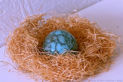 Raku-burned ceramic egg