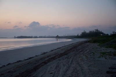 foggy dawn on Kamalame Cay