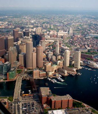 Boston skyline after takeoff