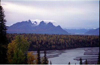 Mt Denali overlook - mountain hidden in clouds