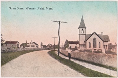 Street Scene, Westport Point, Mass. (Point church)