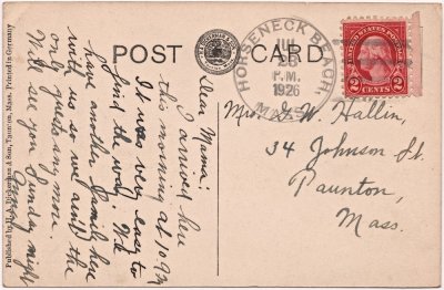 Cottages and Beach, Horseneck Beach, Mass. reverse