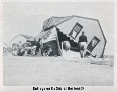 Hurricane Pictures 8/31/54 Cottage on its Side at Horseneck