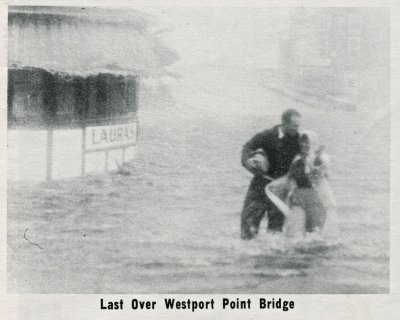 Hurricane Pictures 8/31/54 Last Over Westport Point Bridge