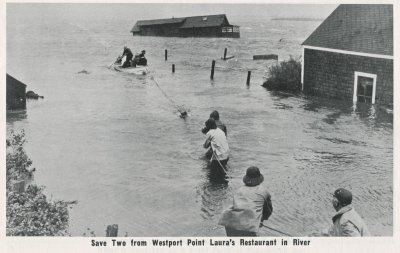 Hurricane Pictures 8/31/54 Save Two from Westport Point Laura's Restaurant in River