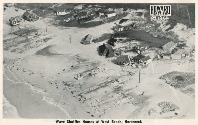 Hurricane Pictures 8/31/54 Wave Shuffles Houses at West Beach