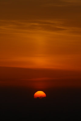 Sun Pillar over setting Sun