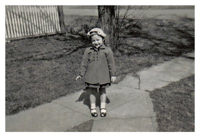 My sister Cindy going to Church 1950