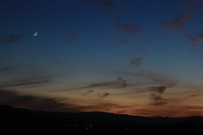 Moon, Venus and a rosey sunset