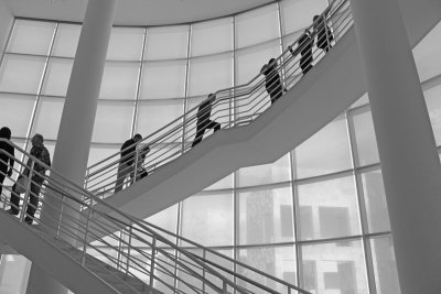 Motion on a Getty Staircase in Black and White