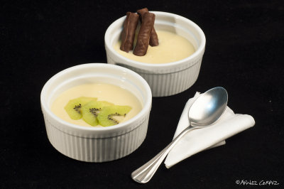 Jing Corpuz, version of the Panna Cotta, with Kiwi and the other one has chocolate belge.