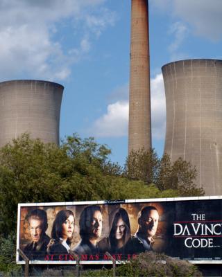Billboard in front of the Power Station cooling towers (closed) just outside Sandwich