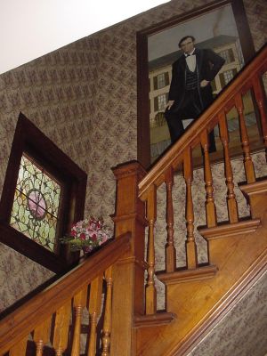 The front stairwell even had a large portrait of Abraham Lincoln. The stain glass window isn't bad, either.