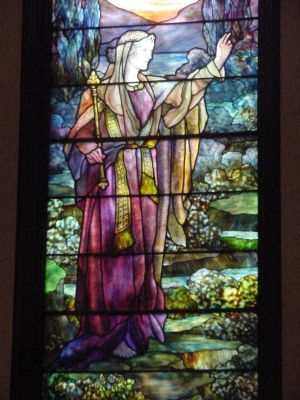 If you walk into the church, you can see beautiful Tiffany windows. (Church/windows are after Lincoln's time.)