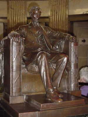 This bronze version of the Daniel Chester French sculpture is the first thing you see when entering Lincoln's Tomb.