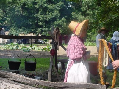 Showing off the dyed wool...