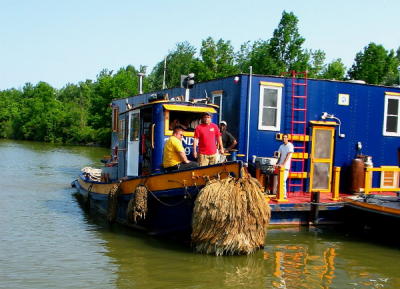 Workers dredging the canal
