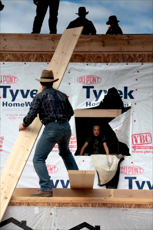 Mennonite house raising.