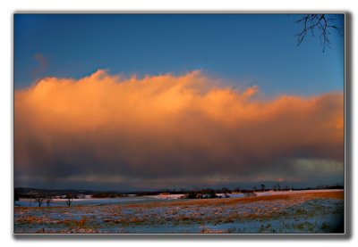 Orange sky at dusk.