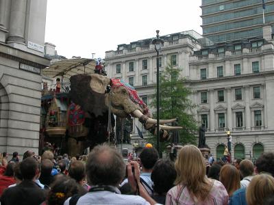 The Sultan on his elephant, as it turns into Pall Mall
