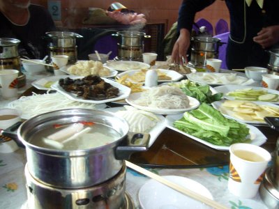 Food, individual hot pots dinner in QingHai Lake