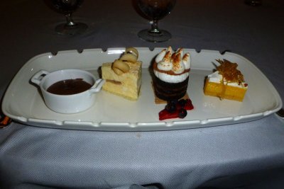 Food Crown Grill Dessert Sampler. I like the cheesecake, second from left best.