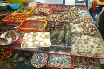Busan, South Korea seafood market, look at those scallops