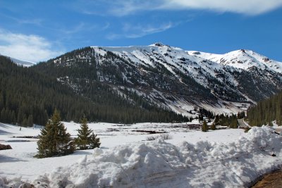 Looking up road to Independence Pass from the East side