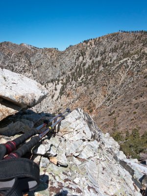 From halfway up Cucamonga looking across at Ontario, upper left peak