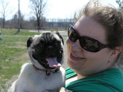Karen Scheppers and her pug Chloe (Karen is a very good dog and house sitter)