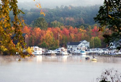 New Hampshire lake cove in fall