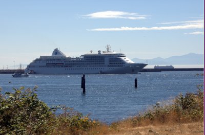 Luxury cruise ship, Silver Shadow, visiting Victoria B.C. before heading to Sitka, Alaska.
