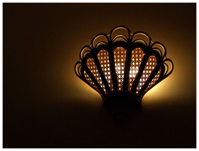 A unique lampshade made in rattan cane