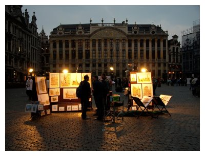 Selling painting at the Grand Place