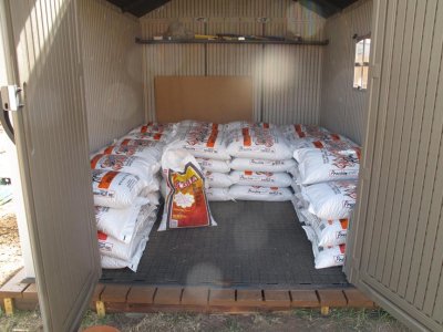1120 - 3200 pounds of pellets stored 